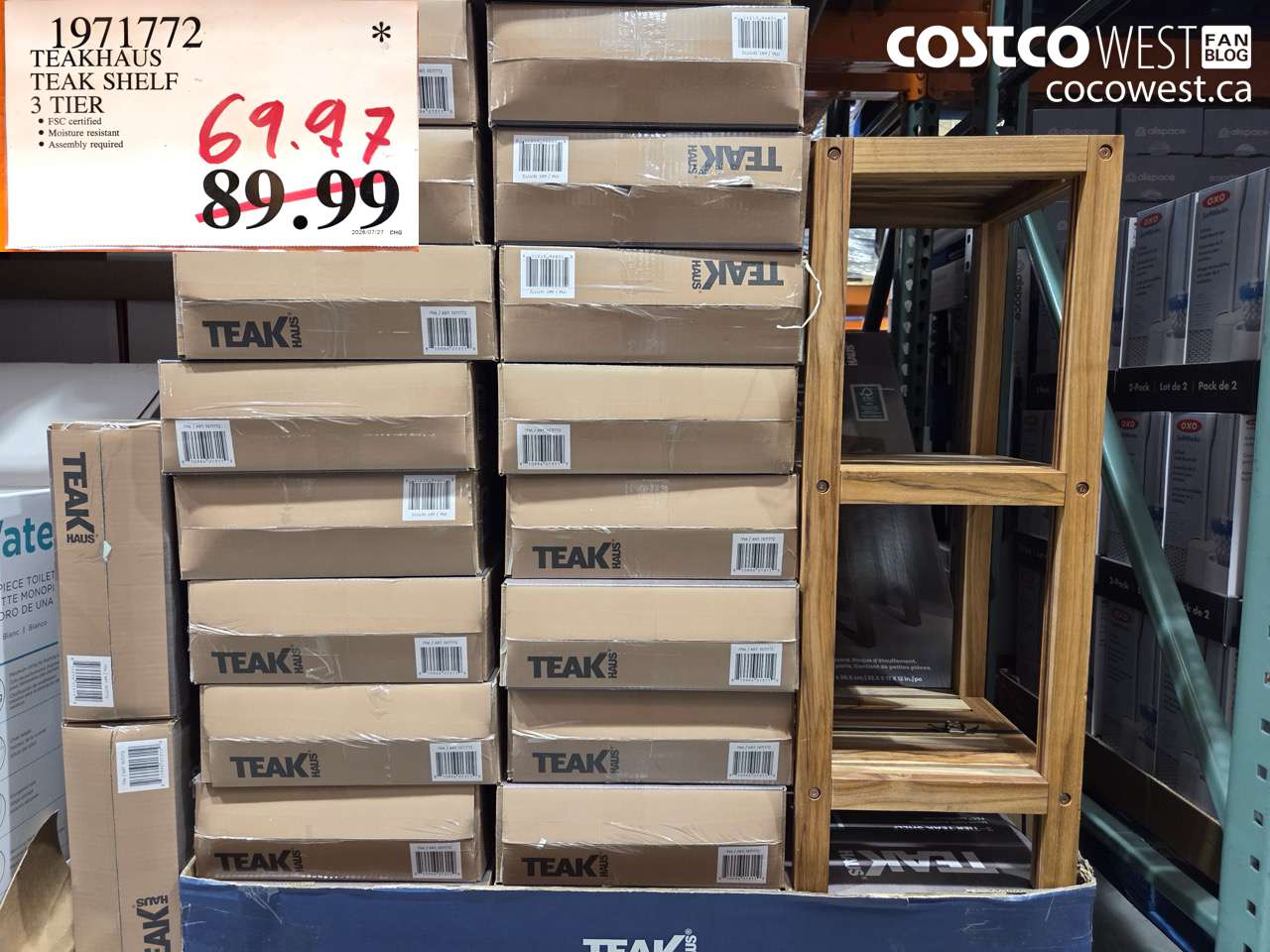 1971772 TEAKHAUS TEAK SHELF 3 TIER $69.97