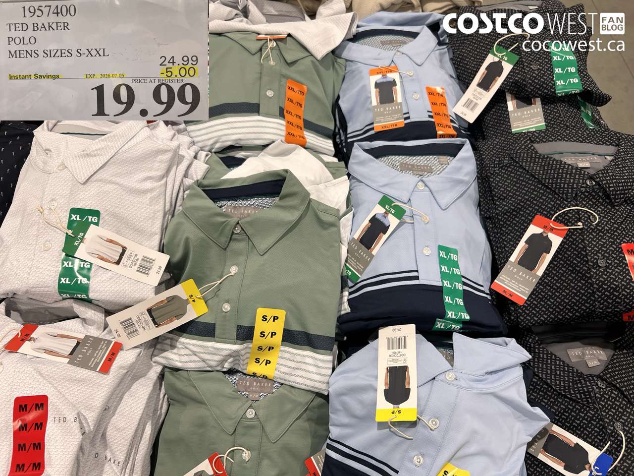 1957400 TED BAKER POLO MENS SIZES S-XXL ($5.00 INSTANT SAVINGS EXPIRES ON 2026-07-05) $19.99