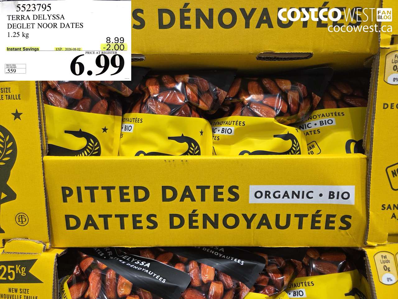 5523795 TERRA DELYSSA DEGLET NOOR DATES 1.25 KG ($2.00 INSTANT SAVINGS EXPIRES ON 2026-08-02) $6.99