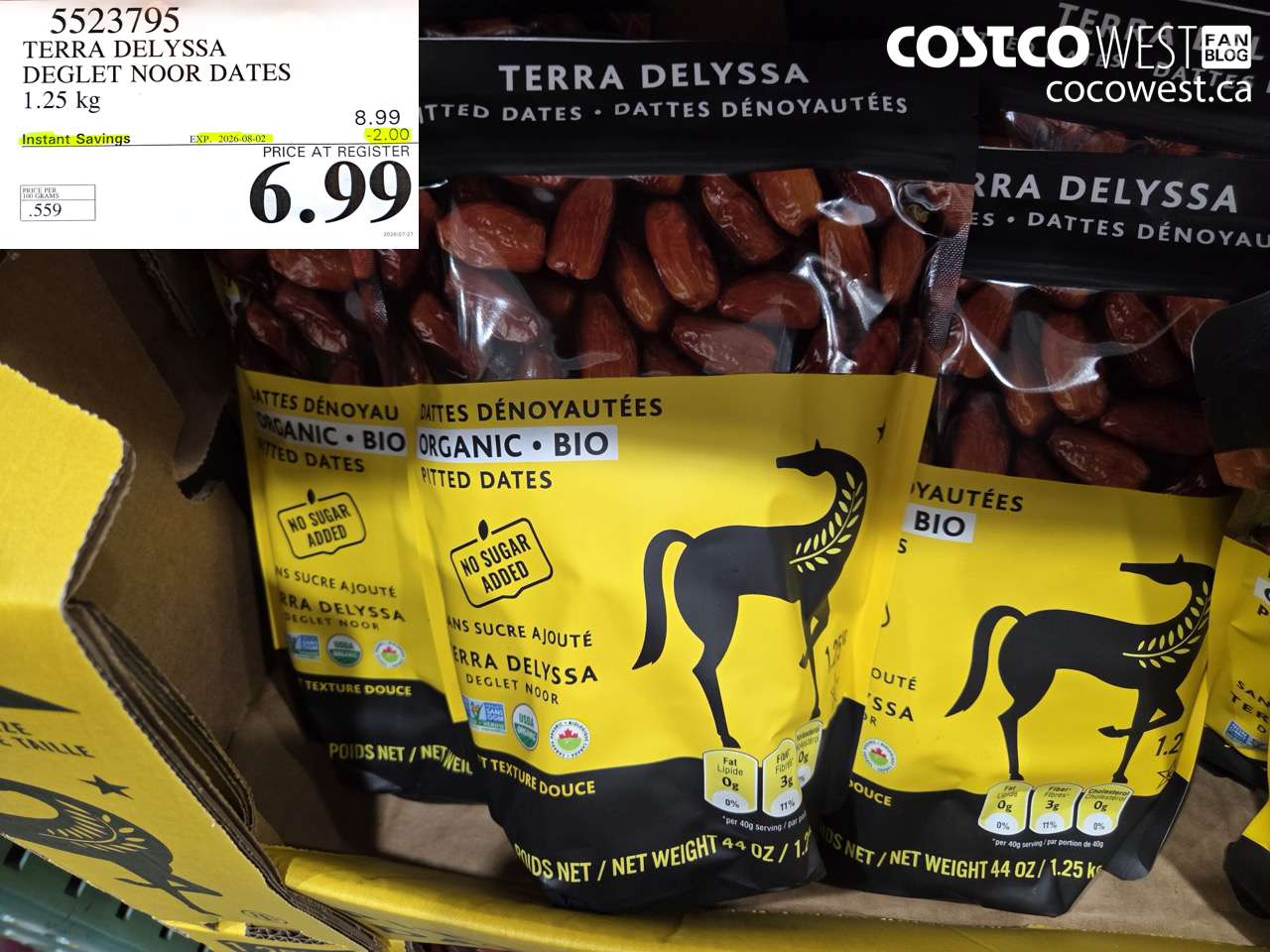 5523795 TERRA DELYSSA DEGLET NOOR DATES 1.25 KG ($2.00 INSTANT SAVINGS EXPIRES ON 2026-08-02) $6.99
