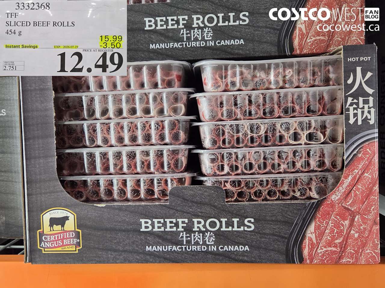 3332368 TFF SLICED BEEF ROLLS 454 G ($3.50 INSTANT SAVINGS EXPIRES ON 2026-07-19) $12.49