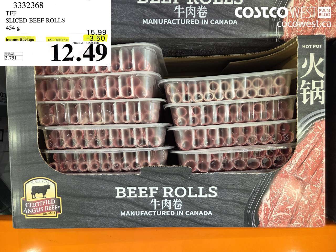 3332368 TFF SLICED BEEF ROLLS 454 G ($3.50 INSTANT SAVINGS EXPIRES ON 2026-07-19) $12.49