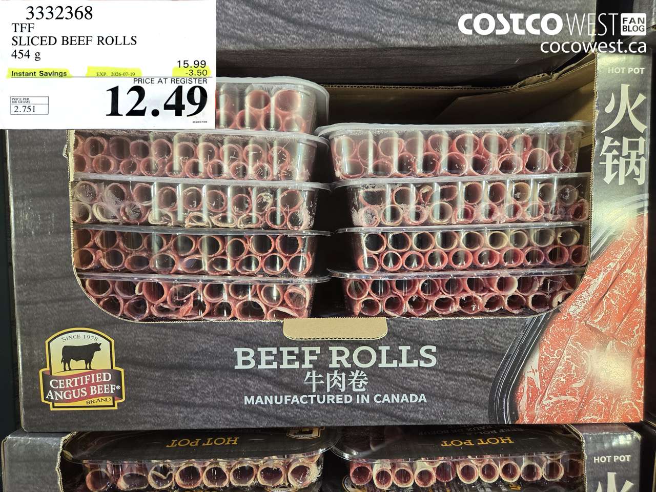 3332368 TFF SLICED BEEF ROLLS 454 G ($3.50 INSTANT SAVINGS EXPIRES ON 2026-07-19) $12.49