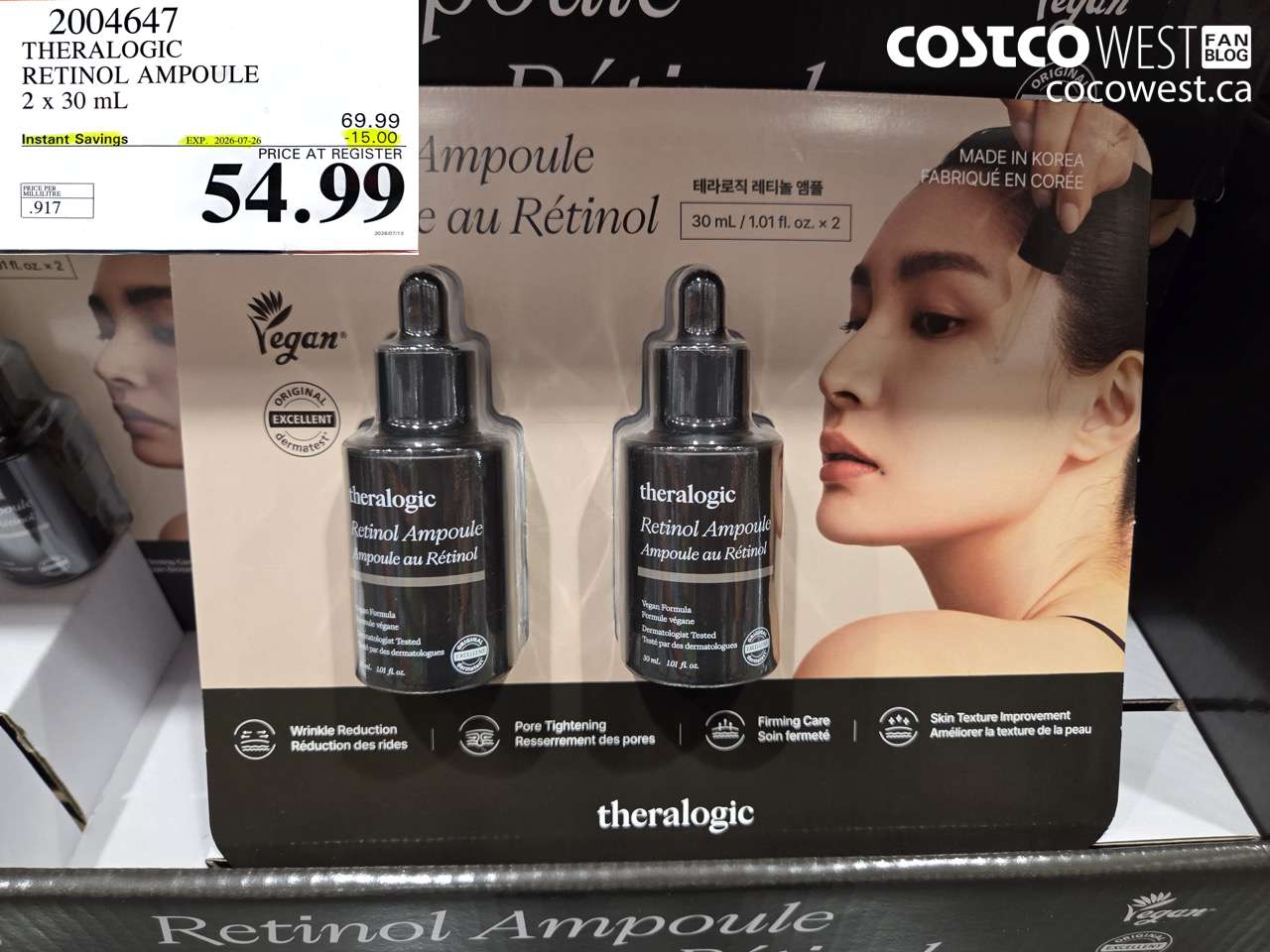 2004647 THERALOGIC RETINOL AMPOULE 2 X 30 ML ($15.00 INSTANT SAVINGS EXPIRES ON 2026-07-26) $54.99