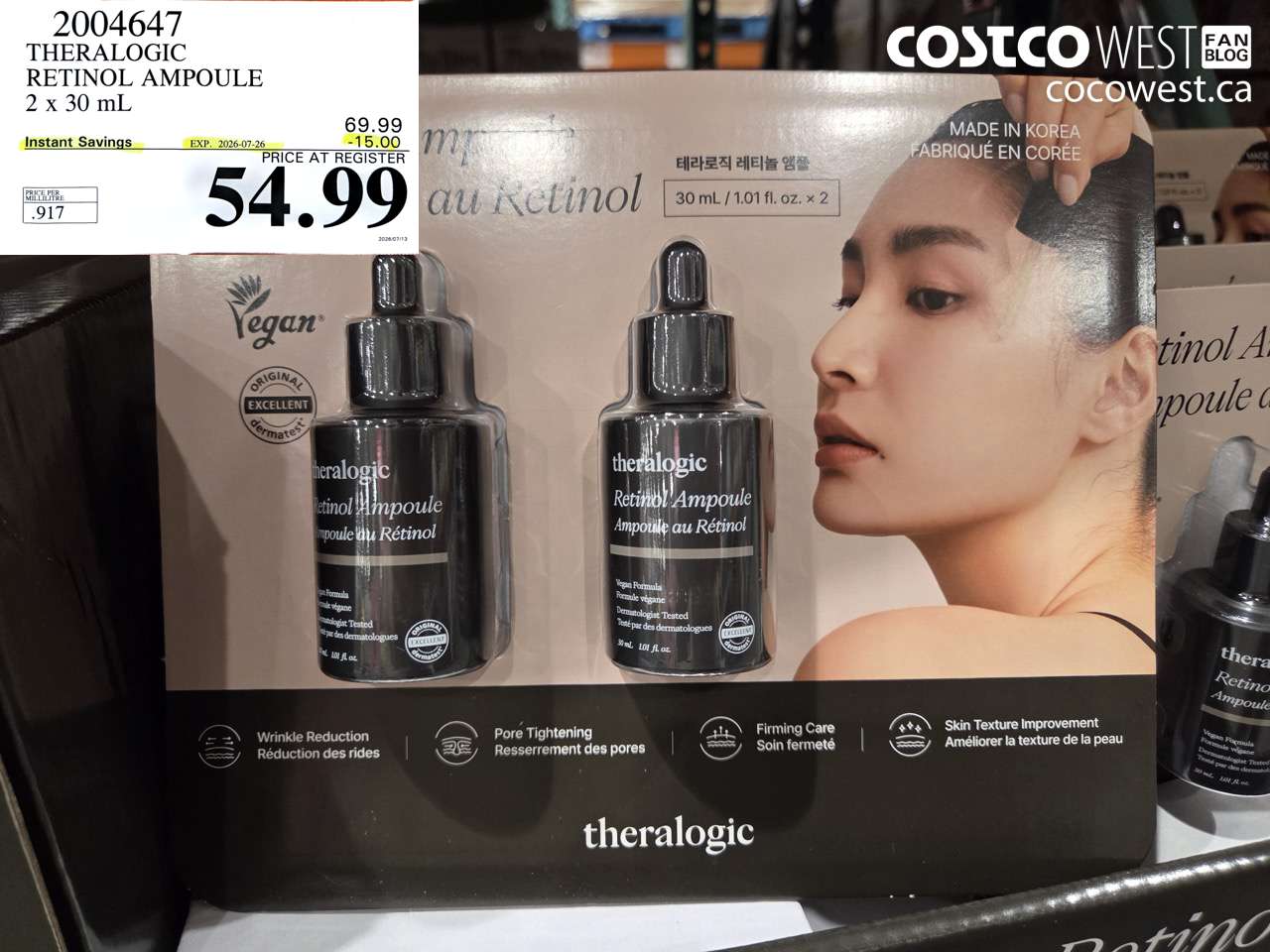 2004647 THERALOGIC RETINOL AMPOULE 2 X 30 ML ($15.00 INSTANT SAVINGS EXPIRES ON 2026-07-26) $54.99