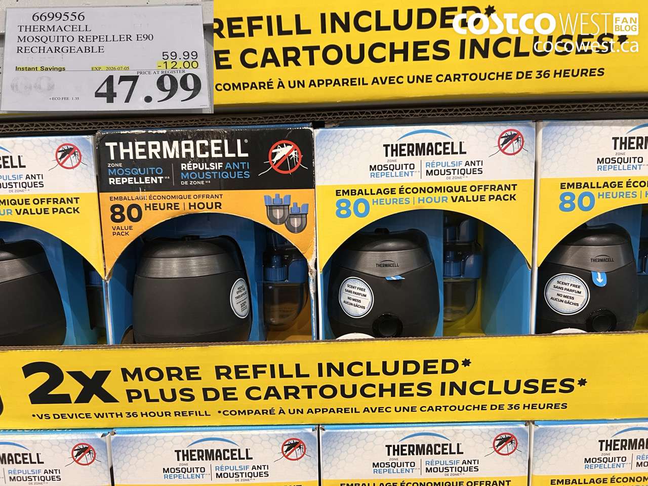 66995556 THERMACELL MOSQUITO REPELLER E90 RECHARGEABLE ($12.00 INSTANT SAVINGS EXPIRES ON 2026-07-05) $47.99