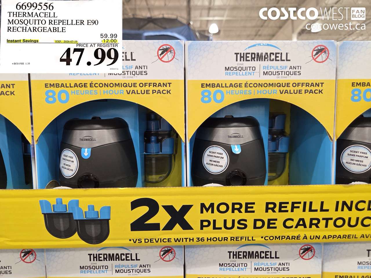 6699556 THERMACELL MOSQUITO REPELLER E90 RECHARGEABLE ($12.00 INSTANT SAVINGS EXPIRES ON 2026-07-19) $47.99