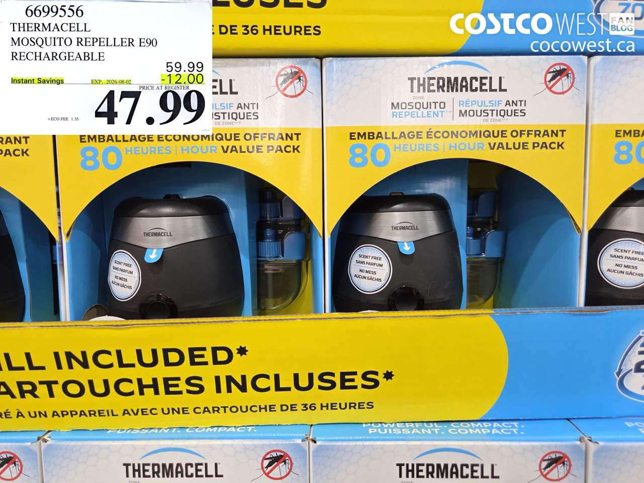 6699556 THERMACELL MOSQUITO REPELLER E90 RECHARGEABLE ($12.00 INSTANT SAVINGS EXPIRES ON 2026-08-02) $47.99