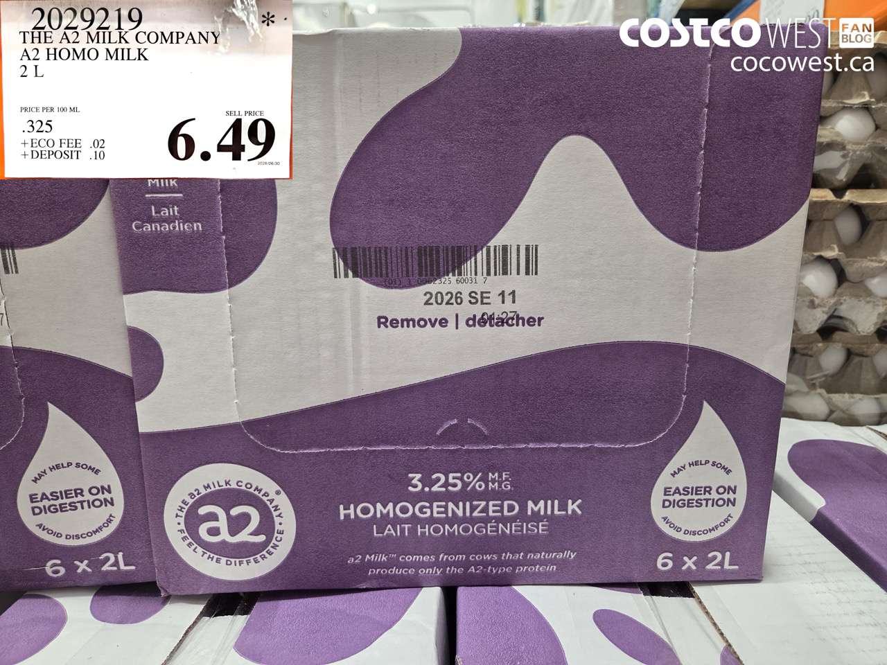 2029219 THE A2 MILK COMPANY A2 HOMO MILK 2 L $6.49