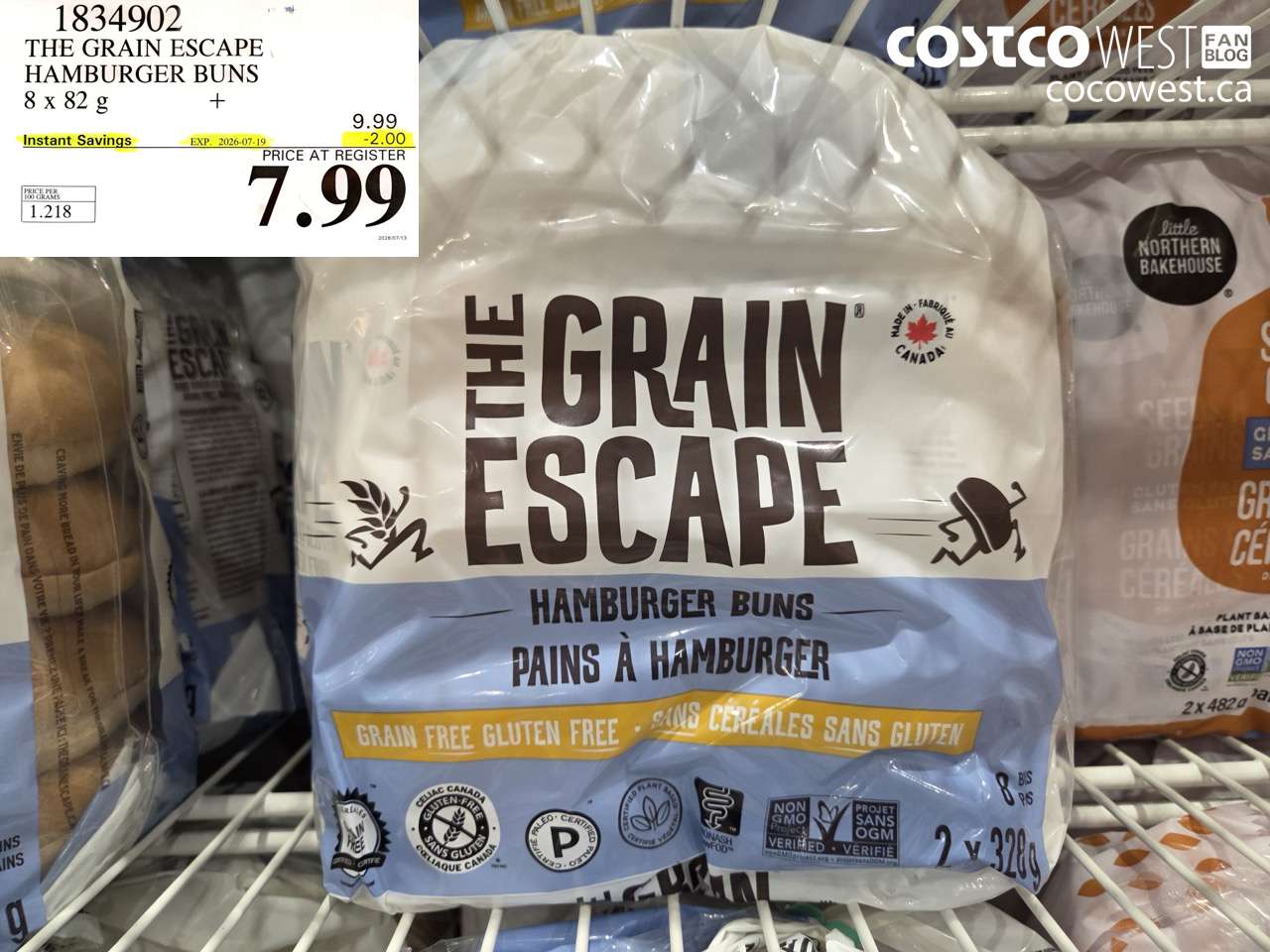 1834902 THE GRAIN ESCAPE HAMBURGER BUNS 8 X 82 G ($2.00 INSTANT SAVINGS EXPIRES ON 2026-07-19) $7.99