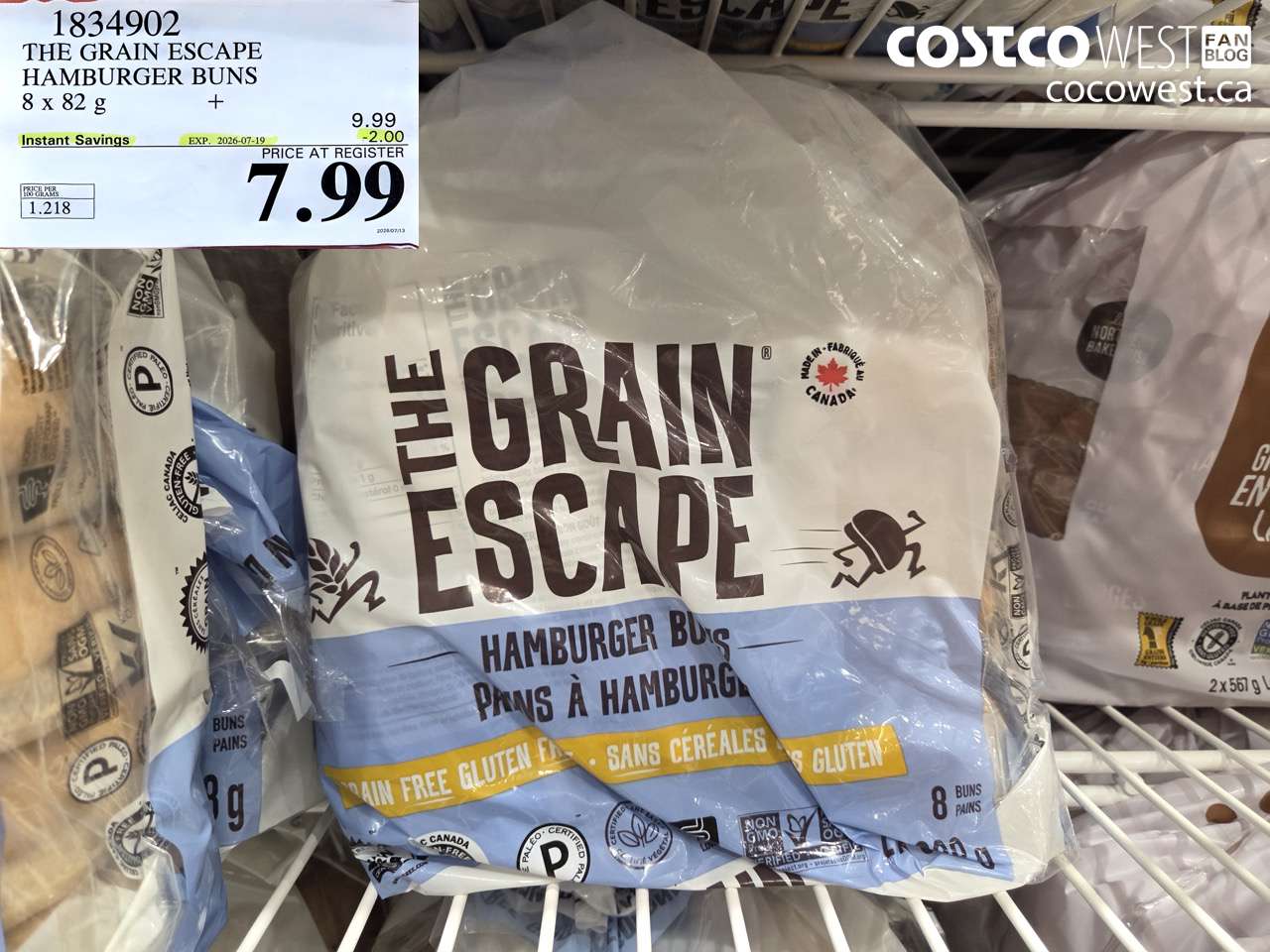 1834902 THE GRAIN ESCAPE HAMBURGER BUNS 8 X 82 G ($2.00 INSTANT SAVINGS EXPIRES ON 2026-07-19) $7.99