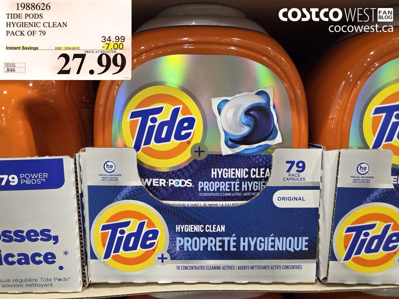 1988626 TIDE PODS HYGIENIC CLEAN PACK OF 79 ($7.00 INSTANT SAVINGS EXPIRES ON 2026-08-02) $27.99