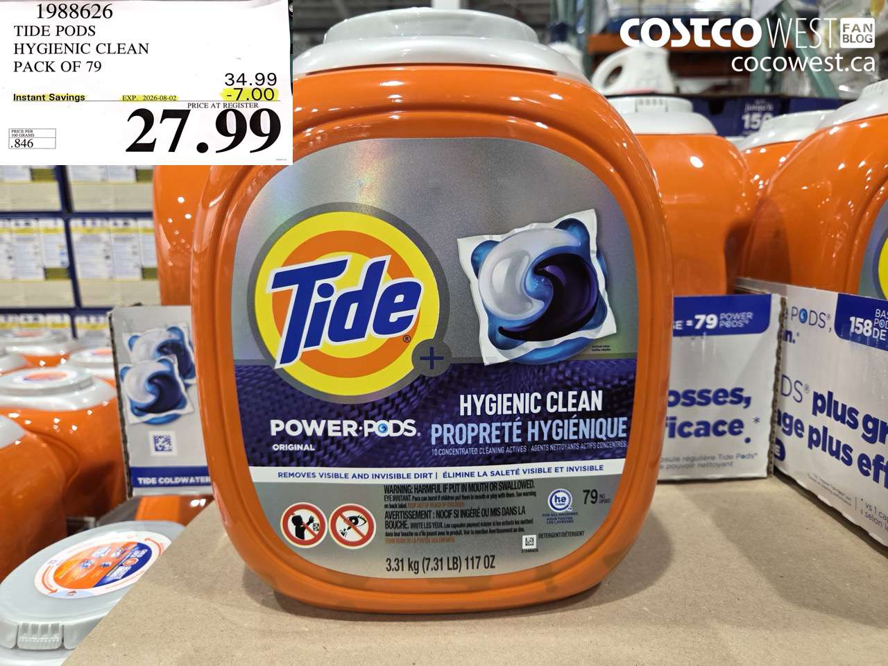 1988626 TIDE PODS HYGIENIC CLEAN PACK OF 79 ($7.00 INSTANT SAVINGS EXPIRES ON 2026-08-02) $27.99