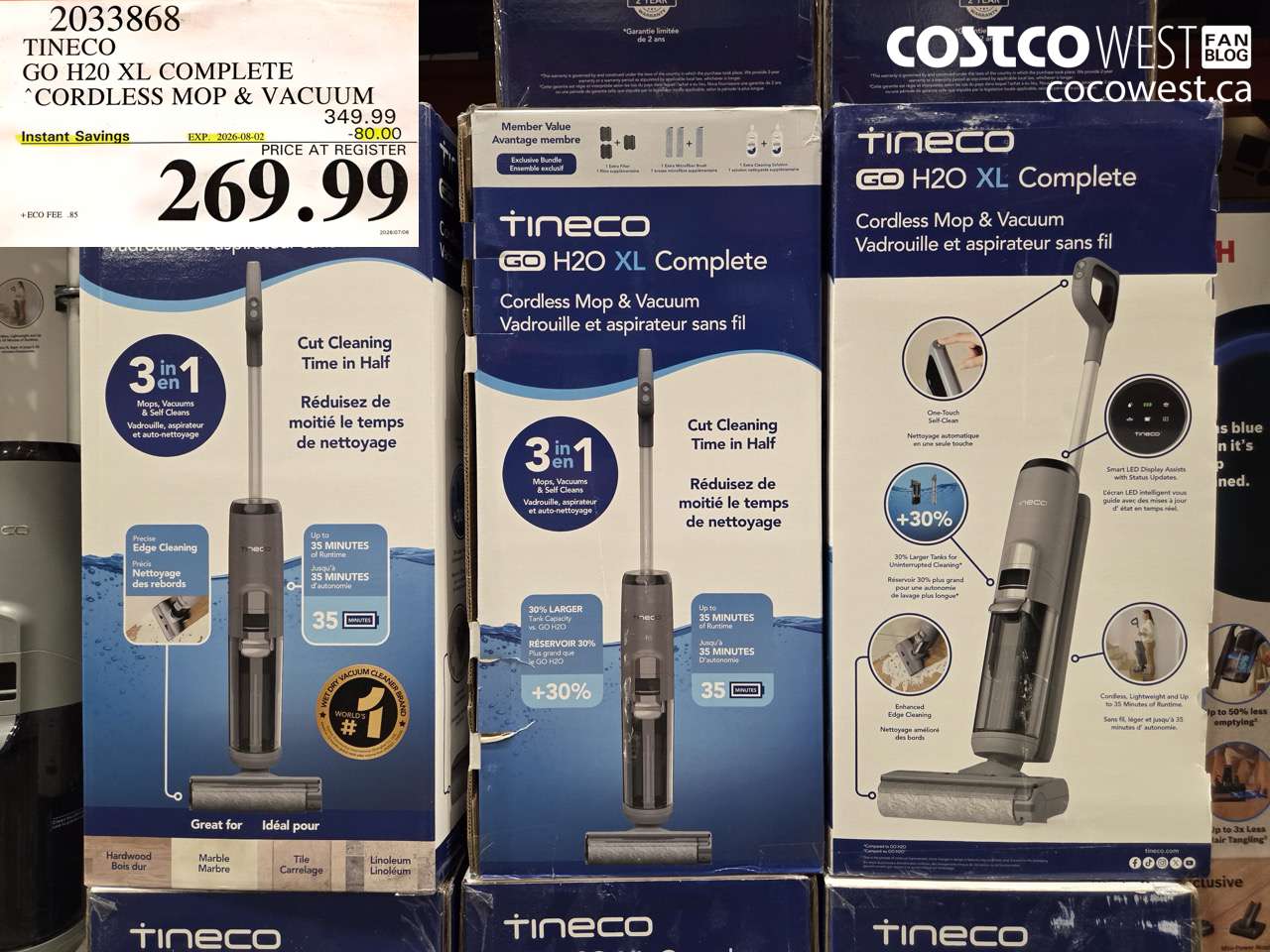 2033868 TINECO GO H20 XL COMPLETE CORDLESS MOP & VACUUM ($80.00 INSTANT SAVINGS EXPIRES ON 2026-08-02) $269.99