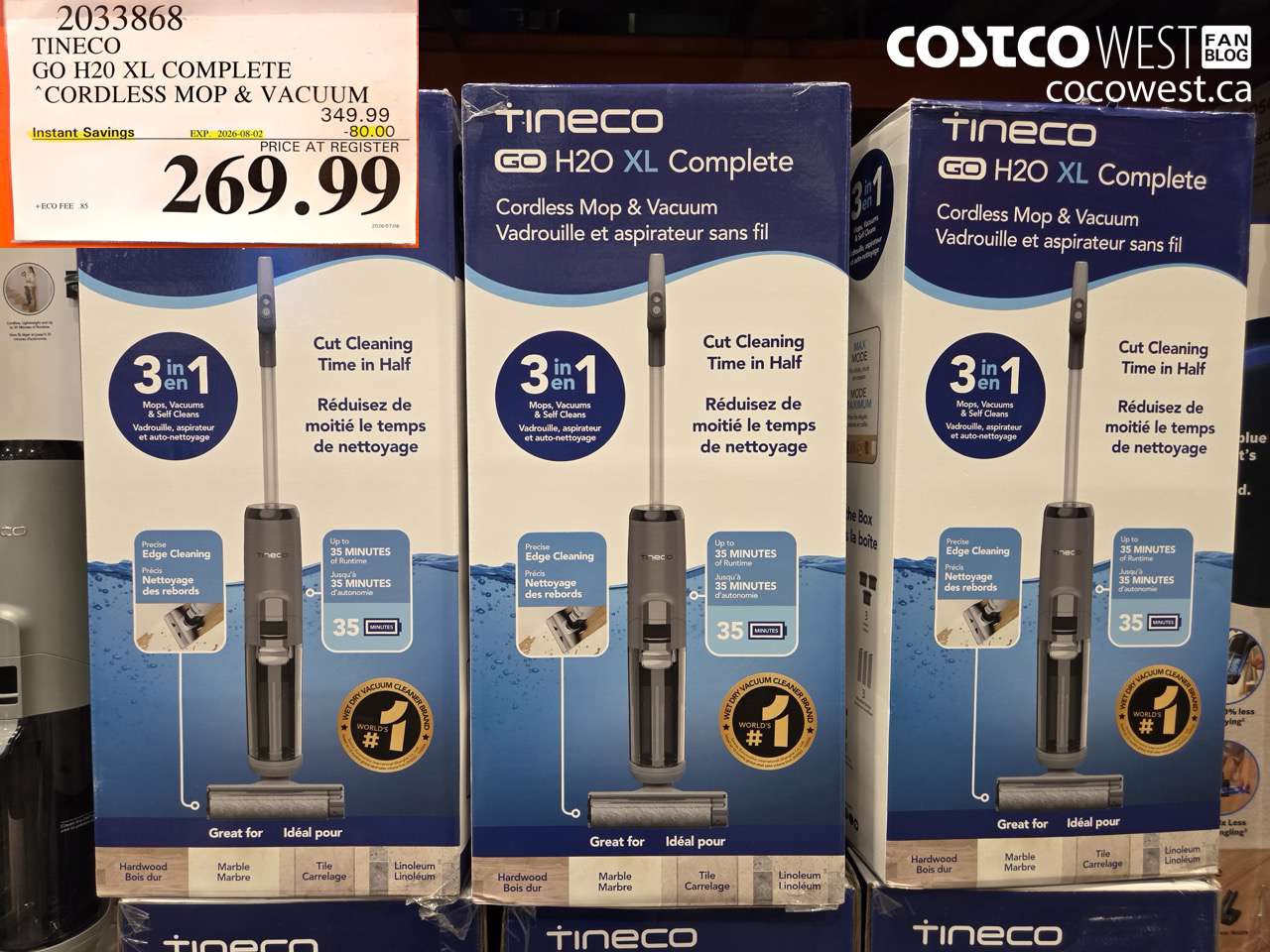 2033868 TINECO GO H20 XL COMPLETE CORDLESS MOP & VACUUM ($80.00 INSTANT SAVINGS EXPIRES ON 2026-08-02) $269.99