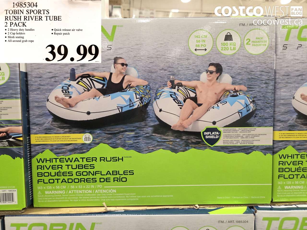 1985304 TOBIN SPORTS RUSH RIVER TUBE 2 PACK $39.99