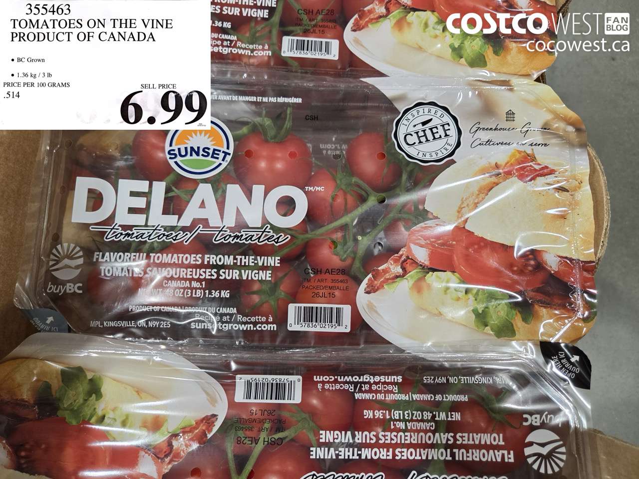 355463 TOMATOES ON THE VINE PRODUCT OF CANADA $6.99