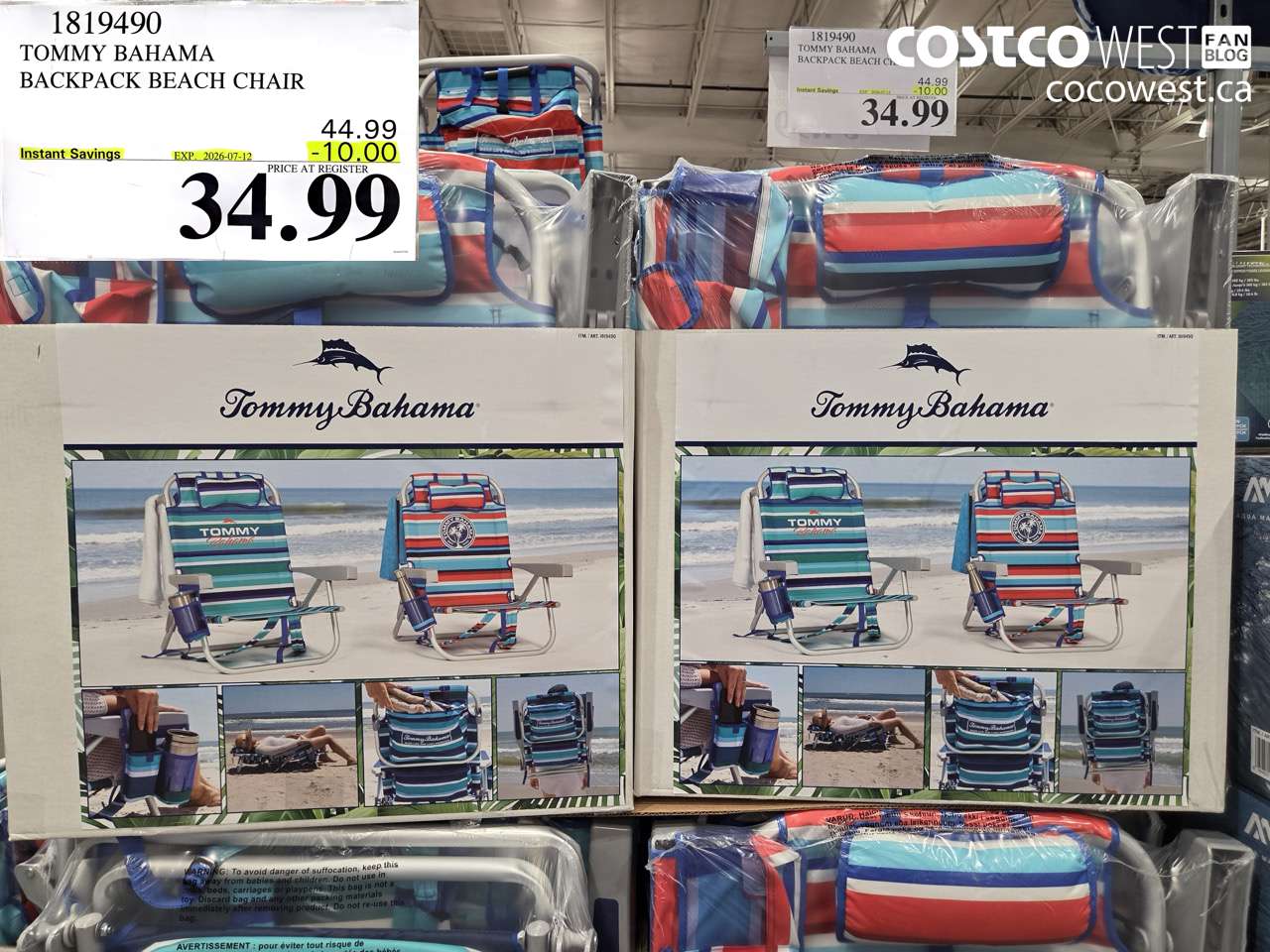 1819490 TOMMY BAHAMA BACKPACK BEACH CHAIR ($10.00 INSTANT SAVINGS EXPIRES ON 2026-07-12) $34.99