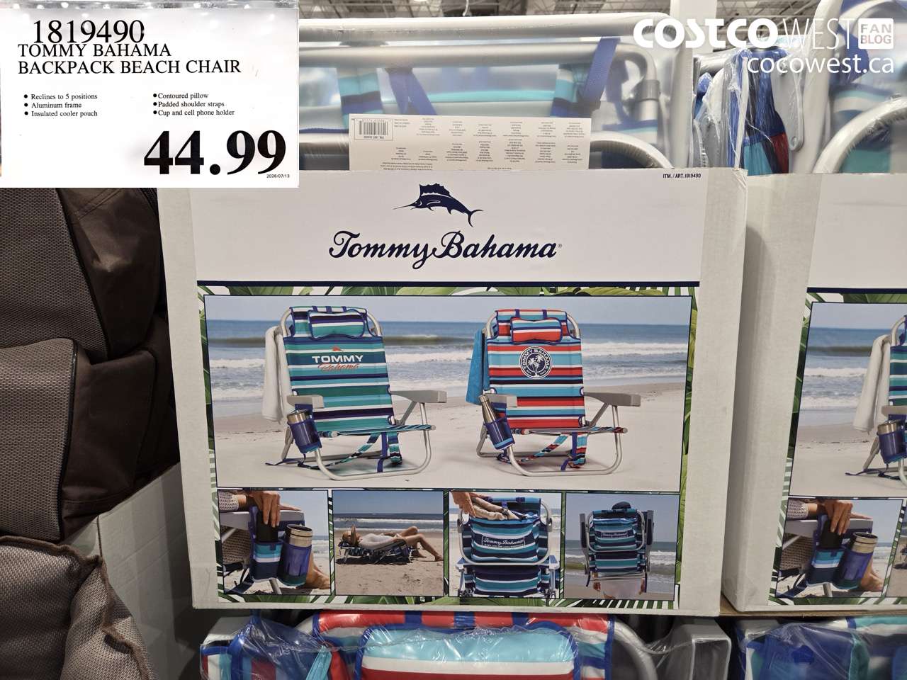 1819490 TOMMY BAHAMA BACKPACK BEACH CHAIR $44.99