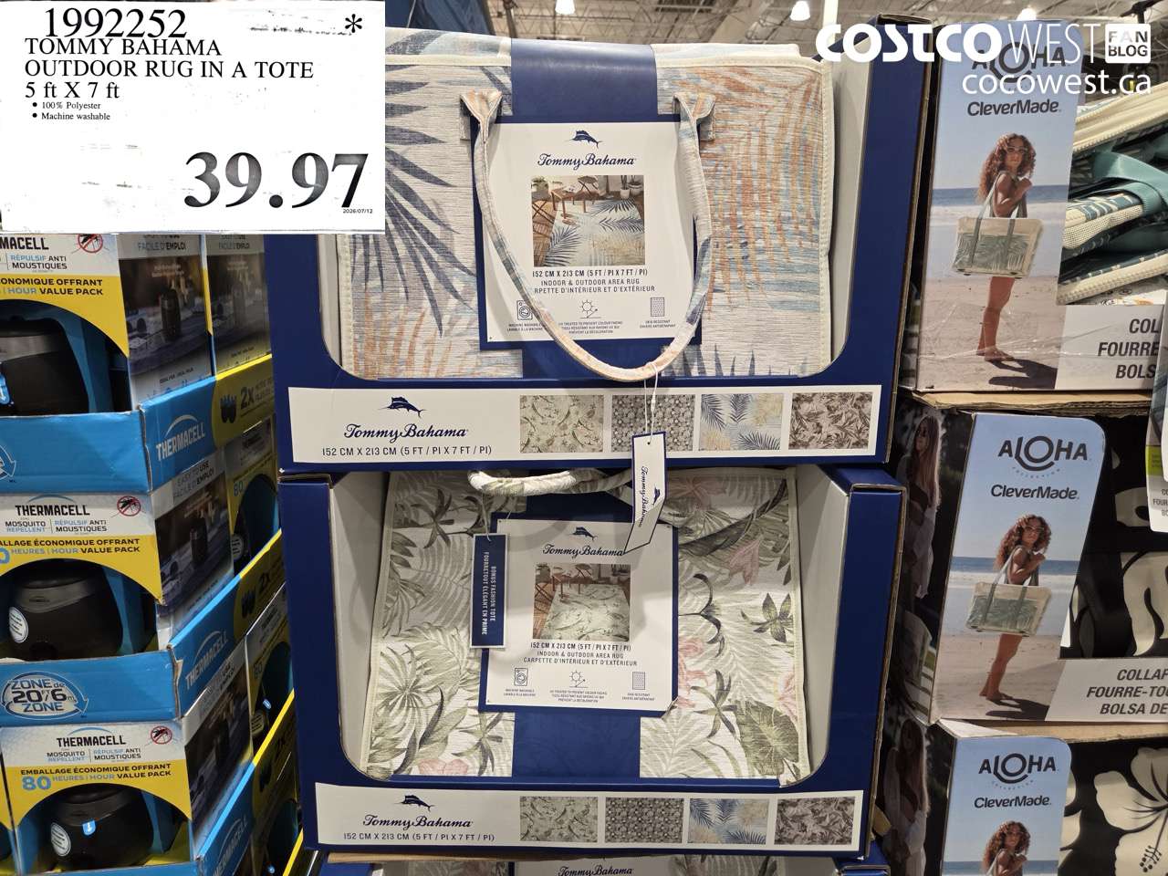 1992252 TOMMY BAHAMA OUTDOOR RUG IN A TOTE 5 FT X 7 FT $39.97