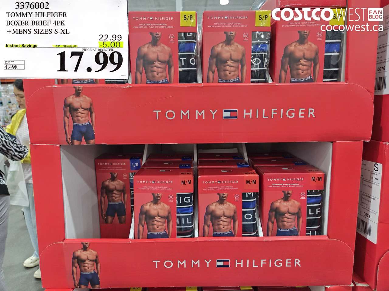 3376002 TOMMY HILFIGER BOXER BRIEF 4PK MENS SIZES S-XL ($5.00 INSTANT SAVINGS EXPIRES ON 2026-08-02) $17.99