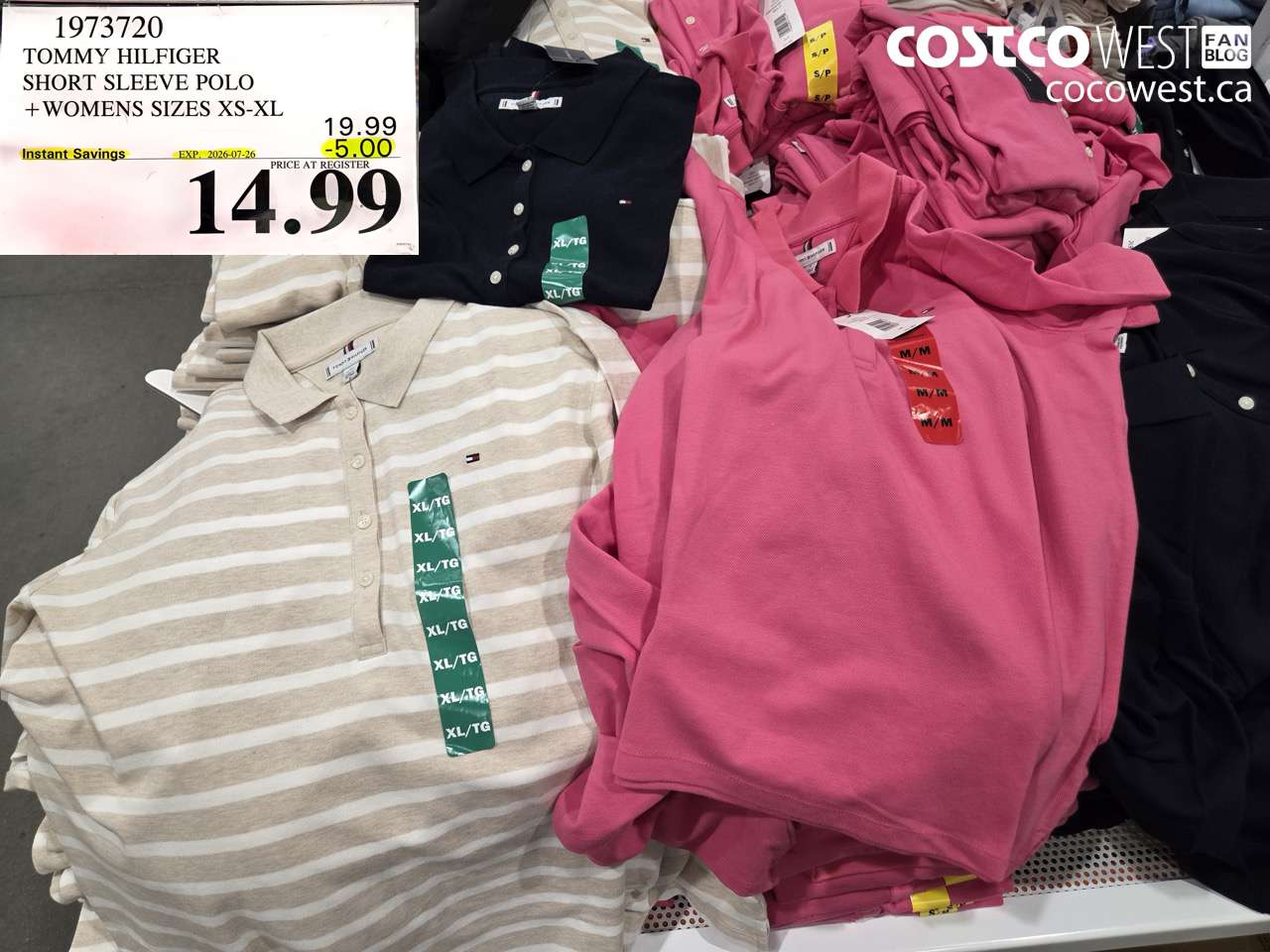 1973720 TOMMY HILFIGER SHORT SLEEVE POLO + WOMENS SIZES XS-XL ($5.00 INSTANT SAVINGS EXPIRES ON 2026-07-26) $14.99