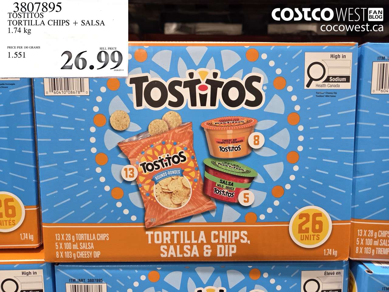 3807895 TOSTITOS TORTILLA CHIPS + SALSA 1.74 KG $26.99