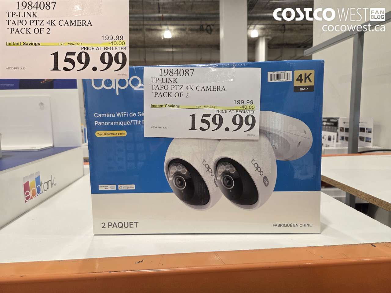 1984087 TP-LINK TAPO PTZ 4K CAMERA PACK OF 2 ($40.00 INSTANT SAVINGS EXPIRES ON 2026-07-12) $159.99