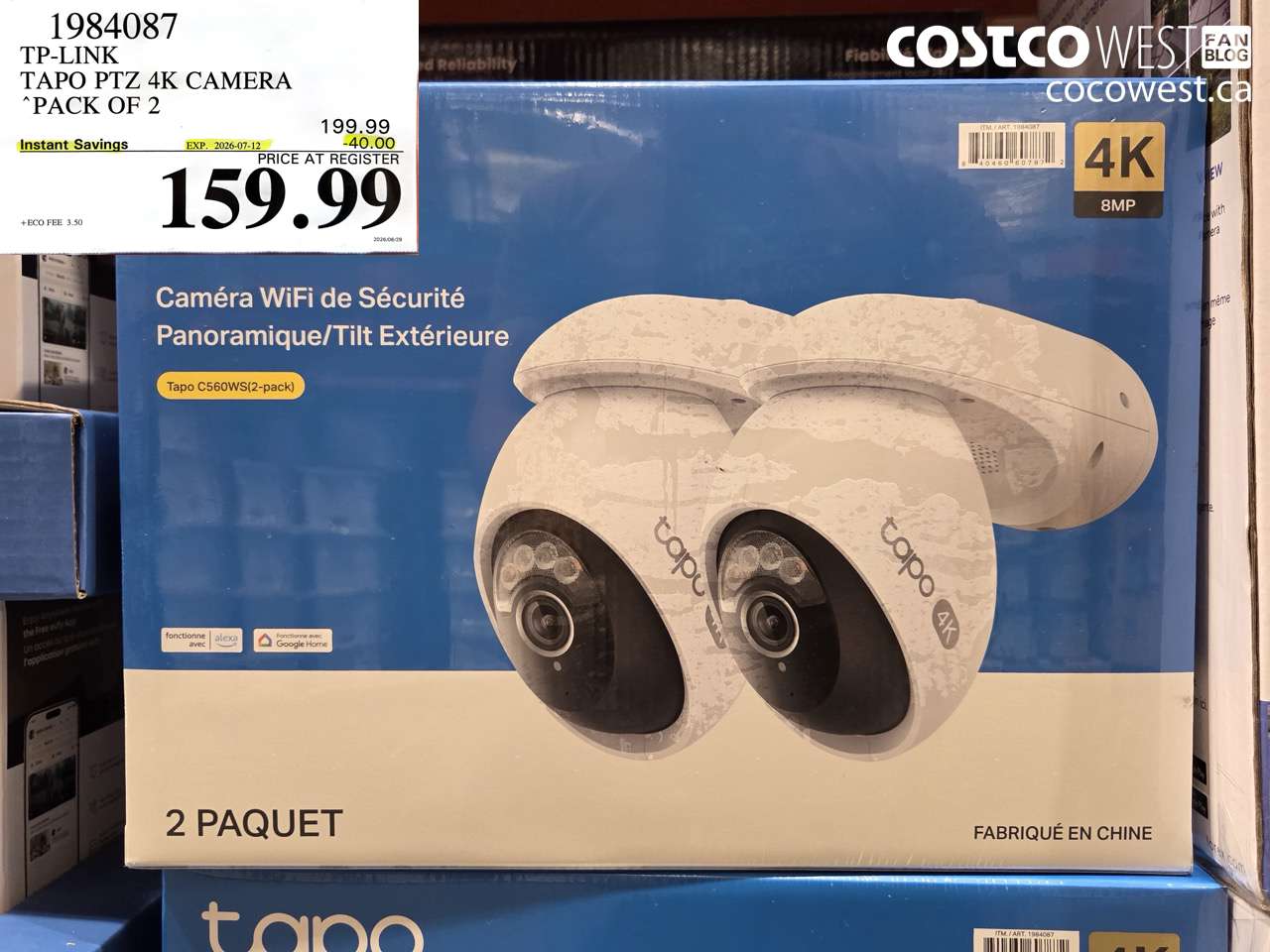 1984087 TP-LINK TAPO PTZ 4K CAMERA PACK OF 2 ($40.00 INSTANT SAVINGS EXPIRES ON 2026-07-12) $159.99