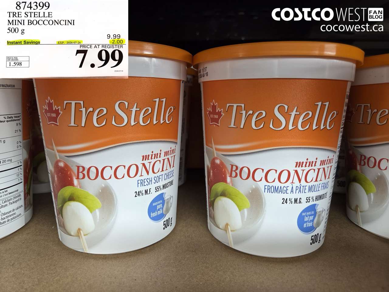 874399 TRE STELLE MINI BOCCONCINI 500 G ($2.00 INSTANT SAVINGS EXPIRES ON 2026-07-26) $7.99