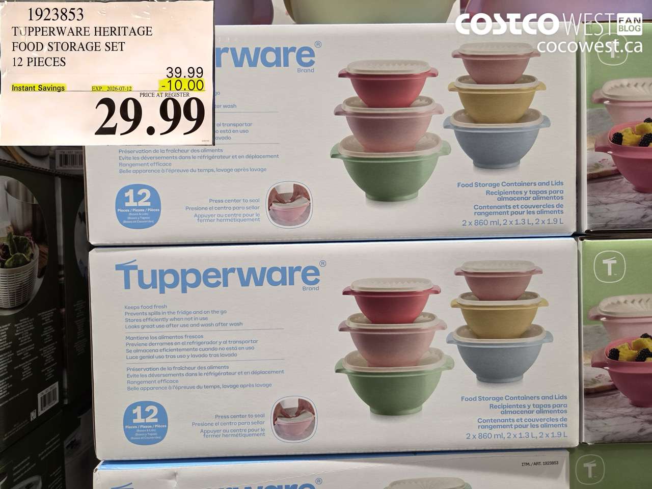 1923853 TUPPERWARE HERITAGE FOOD STORAGE SET 12 PIECES ($10.00 INSTANT SAVINGS EXPIRES ON 2026-07-12) $29.99