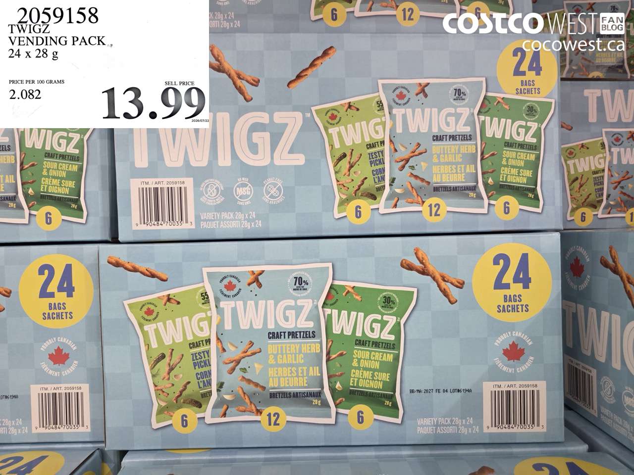 2059158 TWIGZ VENDING PACK 24 X 28 G $13.99