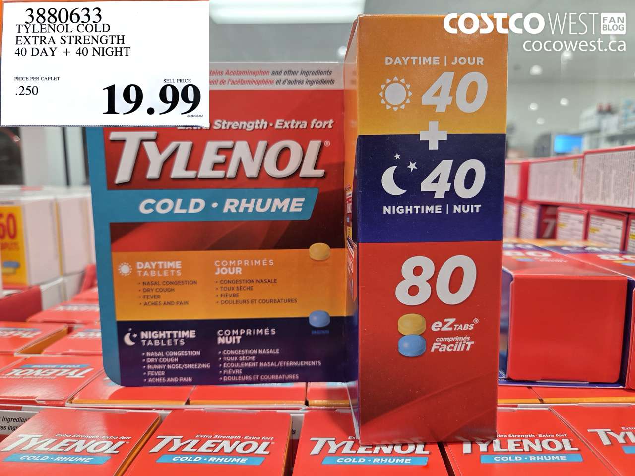 3880633 TYLENOL COLD EXTRA STRENGTH 40 DAY + 40 NIGHT $19.99