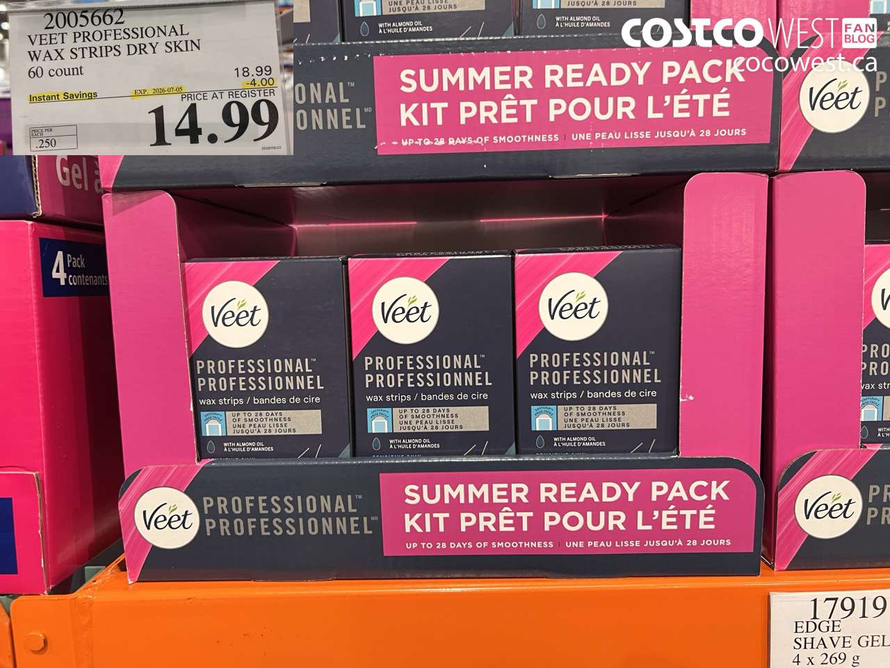 2005662 VEET PROFESSIONAL WAX STRIPS DRY SKIN 60 COUNT ($4.00 INSTANT SAVINGS EXPIRES ON 2026-07-05) $14.99