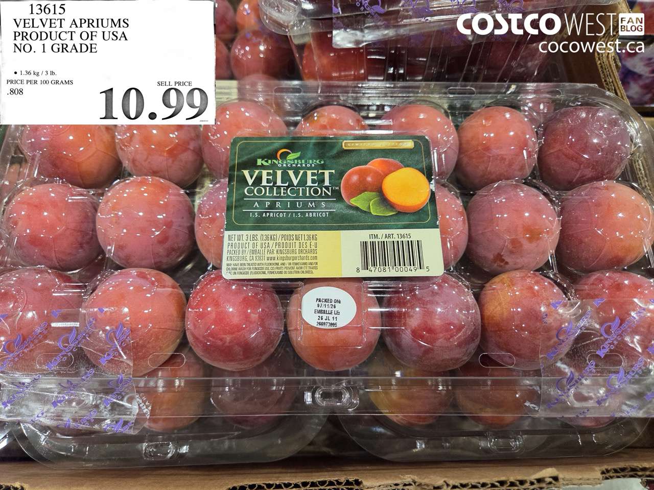 13615 VELVET APRIUMS PRODUCT OF USA NO. 1 GRADE $10.99