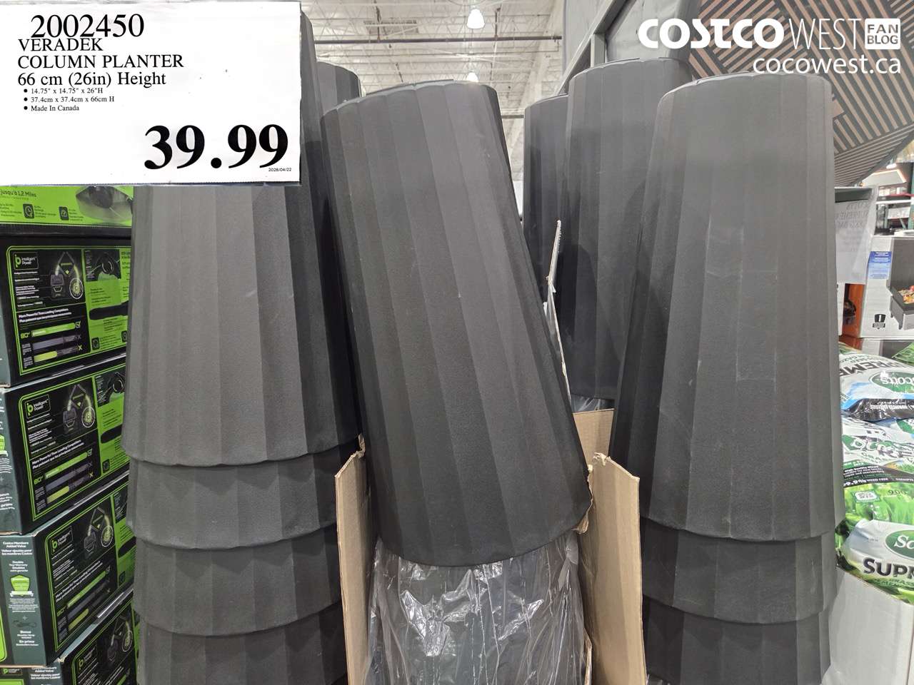 2002450 VERADEK COLUMN PLANTER 66 CM (26IN) HEIGHT $39.99
