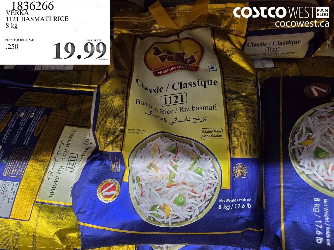 1836266 VERKA 1121 BASMATI RICE 8 KG $19.99