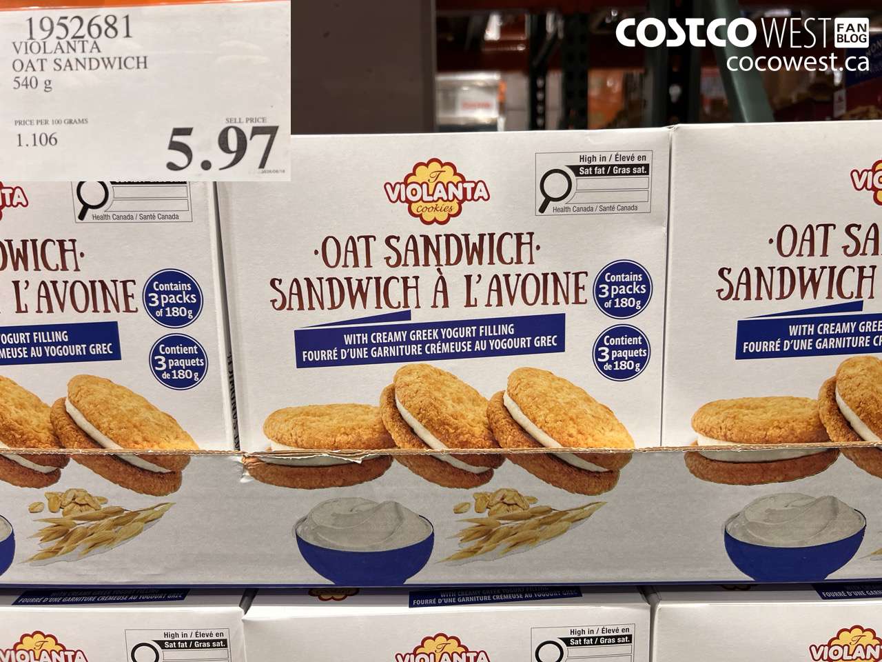 1952681 VIOLANTA OAT SANDWICH 540 G $5.97