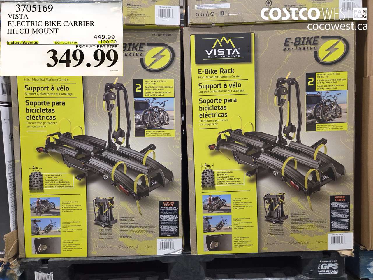 3705169 VISTA ELECTRIC BIKE CARRIER HITCH MOUNT ($100.00 INSTANT SAVINGS EXPIRES ON 2026-07-19) $349.99