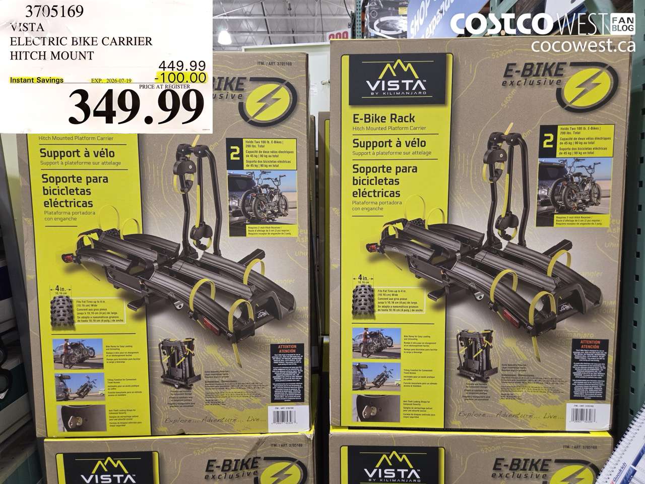 3705169 VISTA ELECTRIC BIKE CARRIER HITCH MOUNT ($100.00 INSTANT SAVINGS EXPIRES ON 2026-07-19) $349.99