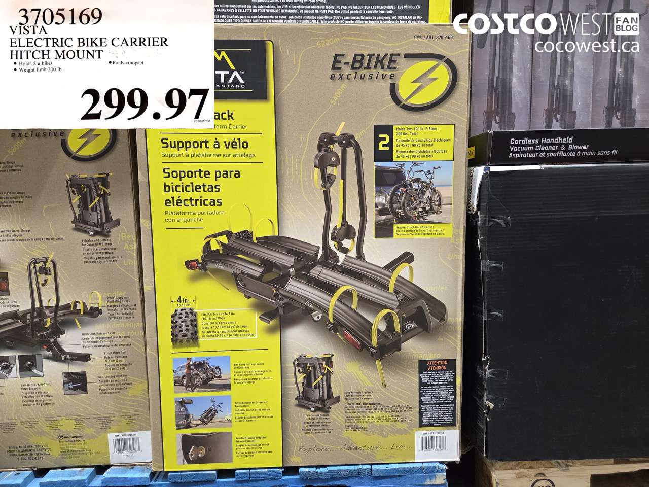 3705169 VISTA ELECTRIC BIKE CARRIER HITCH MOUNT $299.97