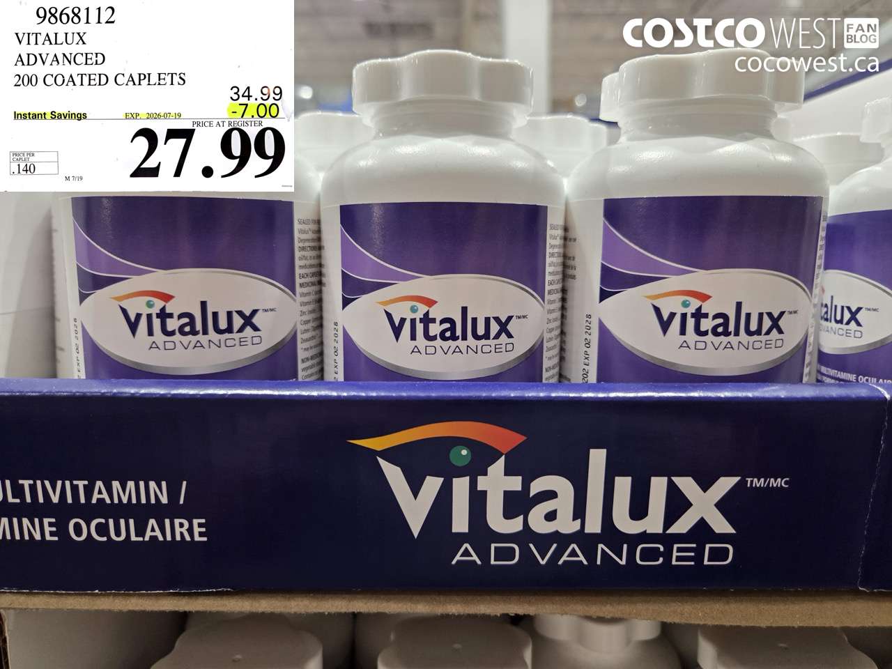 9868112 VITALUX ADVANCED 200 COATED CAPLETS ($7.00 INSTANT SAVINGS EXPIRES ON 2026-07-19) $27.99