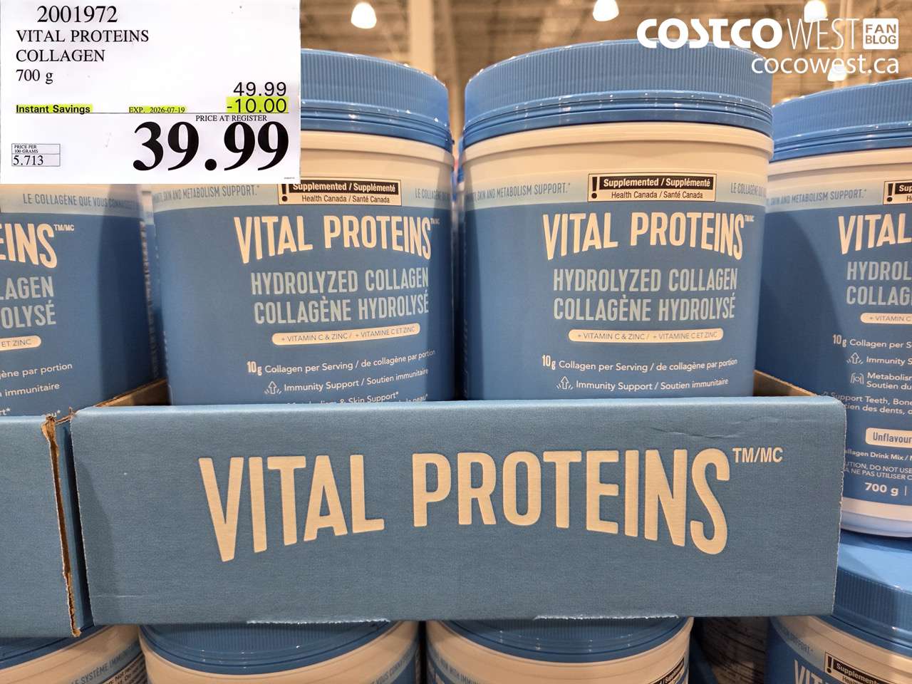 2001972 VITAL PROTEINS COLLAGEN 700 G ($10.00 INSTANT SAVINGS EXPIRES ON 2026-07-19) $39.99