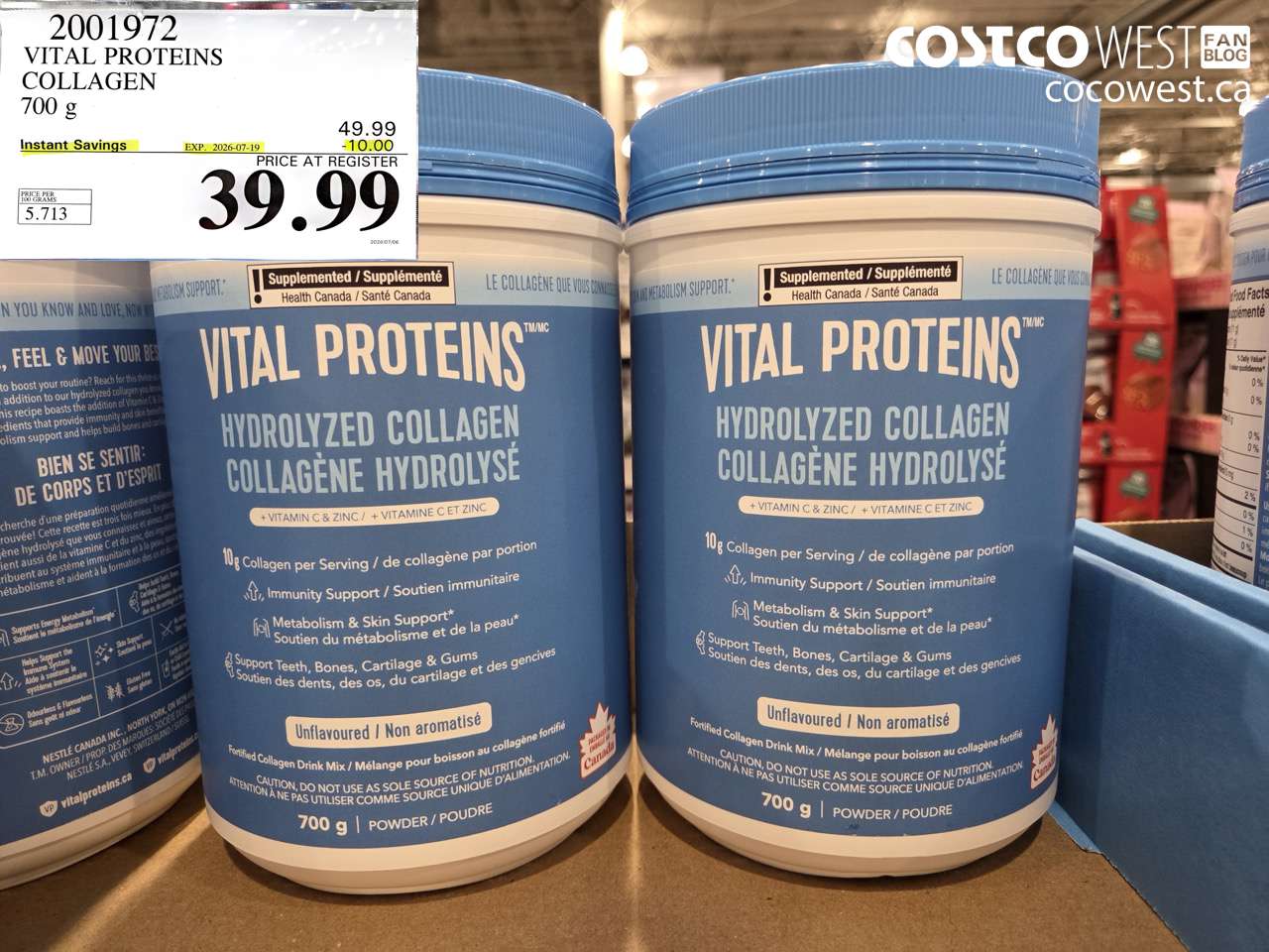 2001972 VITAL PROTEINS COLLAGEN 700 G ($10.00 INSTANT SAVINGS EXPIRES ON 2026-07-19) $39.99