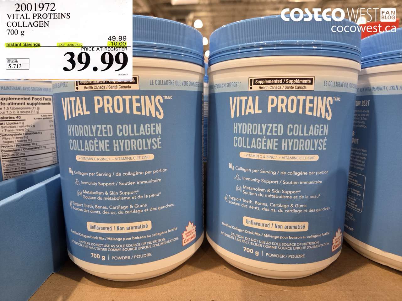 2001972 VITAL PROTEINS COLLAGEN 700 G ($10.00 INSTANT SAVINGS EXPIRES ON 2026-07-19) $39.99