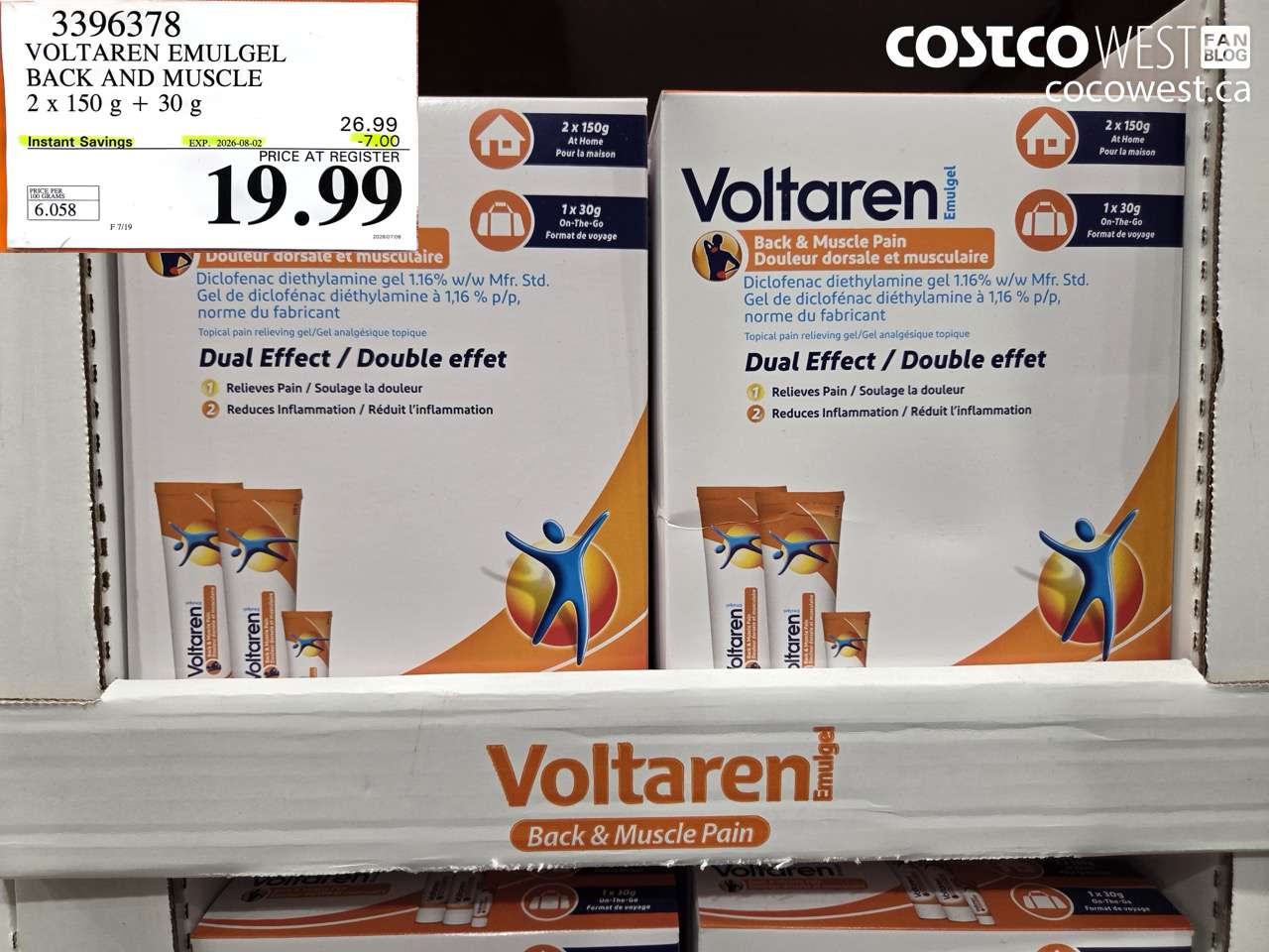 3396378 VOLTAREN EMULGEL BACK AND MUSCLE 2 X 150 G + 30 G ($7.00 INSTANT SAVINGS EXPIRES ON 2026-08-02) $19.99