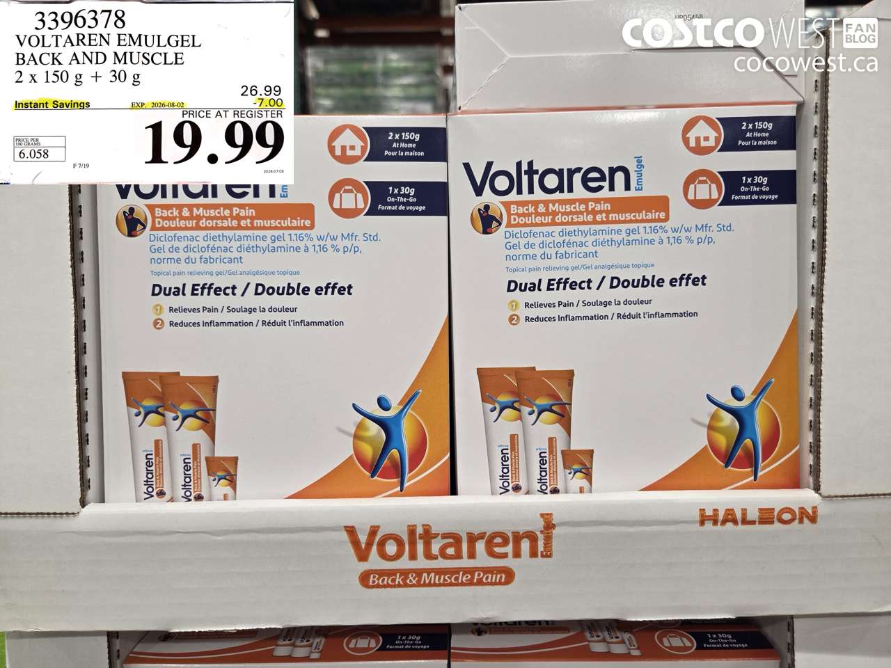 3396378 VOLTAREN EMULGEL BACK AND MUSCLE 2 X 150 G + 30 G ($7.00 INSTANT SAVINGS EXPIRES ON 2026-08-02) $19.99