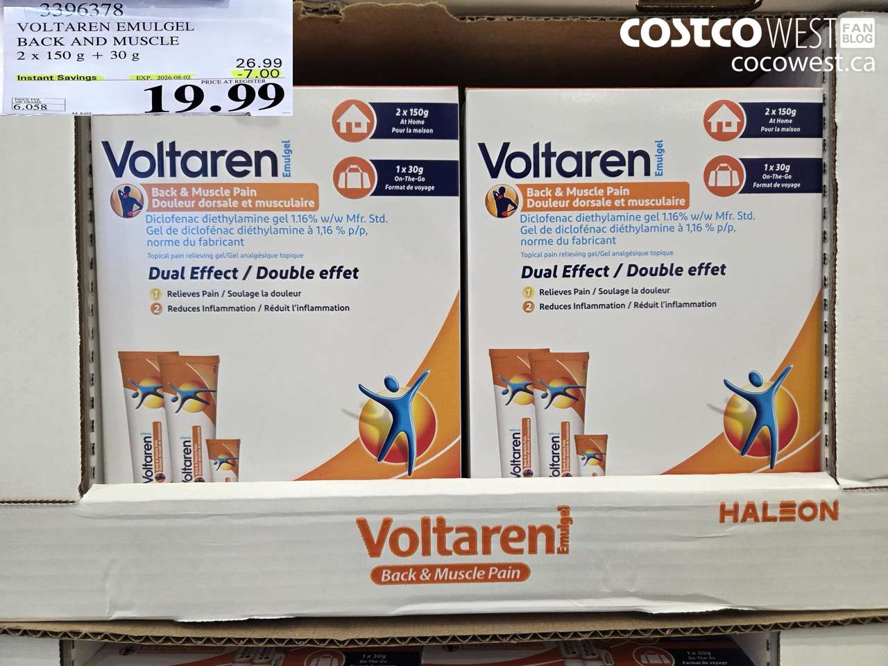 3396378 VOLTAREN EMULGEL BACK AND MUSCLE 2 X 150 G + 30 G ($7.00 INSTANT SAVINGS EXPIRES ON 2026-08-02) $19.99