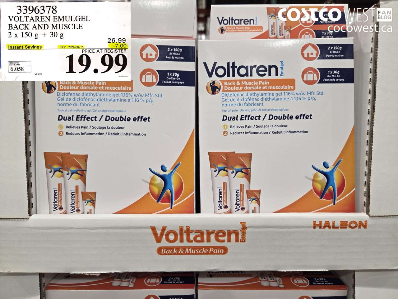 3396378 VOLTAREN EMULGEL BACK AND MUSCLE 2 X 150 G + 30 G ($7.00 INSTANT SAVINGS EXPIRES ON 2026-08-02) $19.99