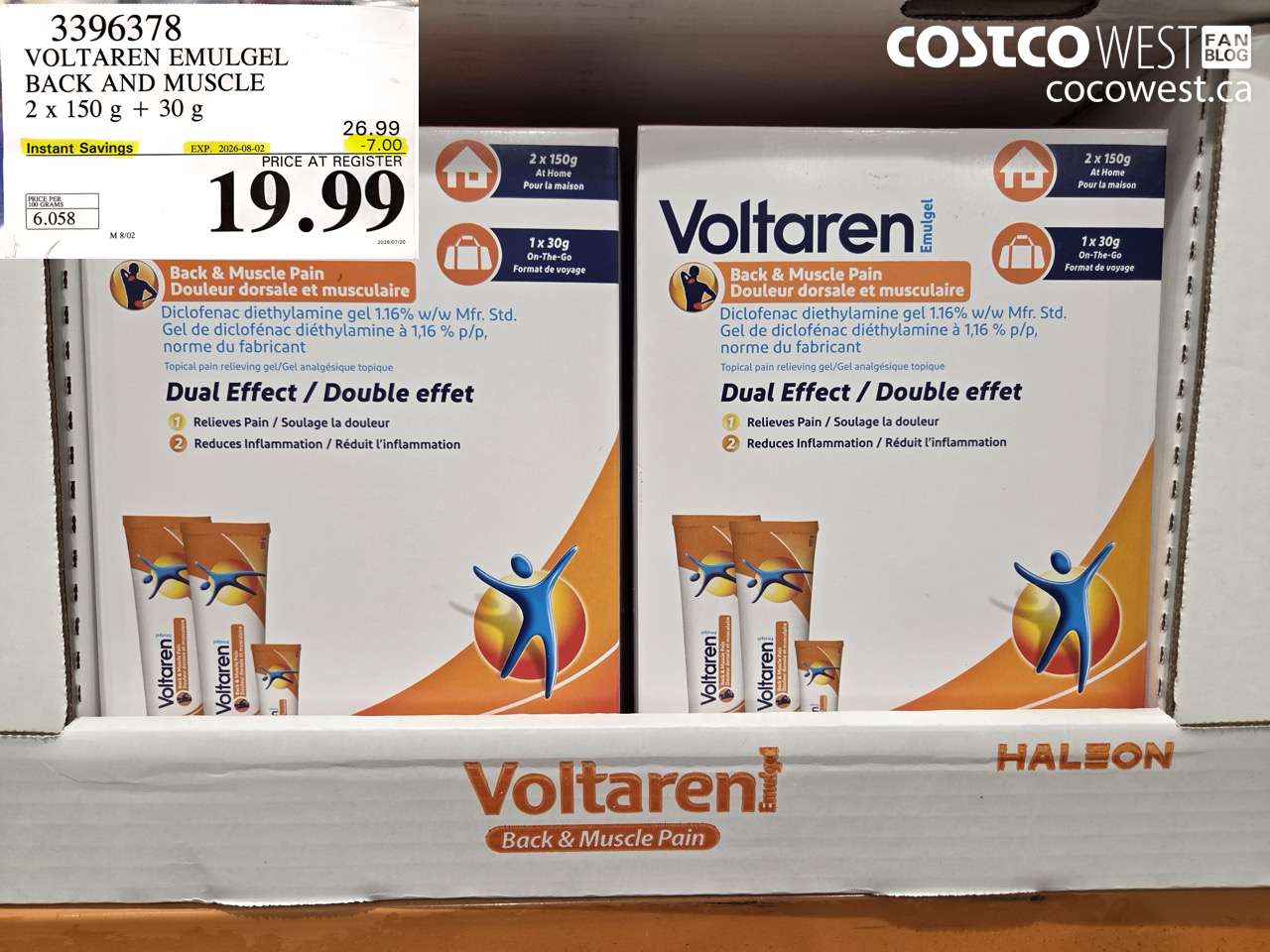 3396378 VOLTAREN EMULGEL BACK AND MUSCLE 2 X 150 G + 30 G ($7.00 INSTANT SAVINGS EXPIRES ON 2026-08-02) $19.99